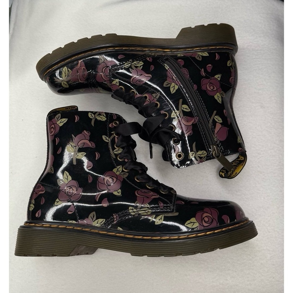 Dr. Martens 1460 Pascal Floral Patent Leather Ribbon Lace Boots Women's US 5
